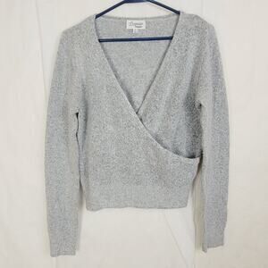 Lavender Moon grey wrap sweater Size Medium Feminine Preppy Soft Girl Classic